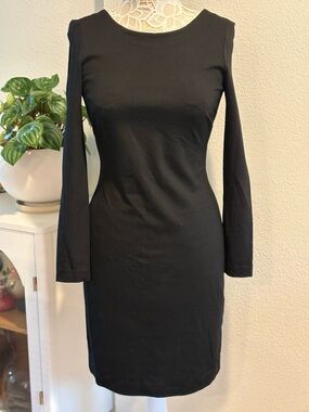 Banana Republic Low Back Black Mini Dress with Gold Zipper Detail